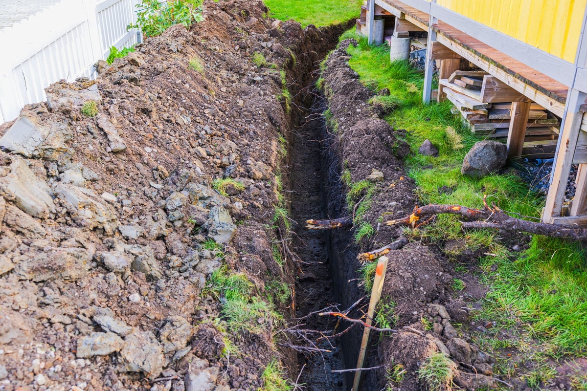 Trench excavation for drainage
